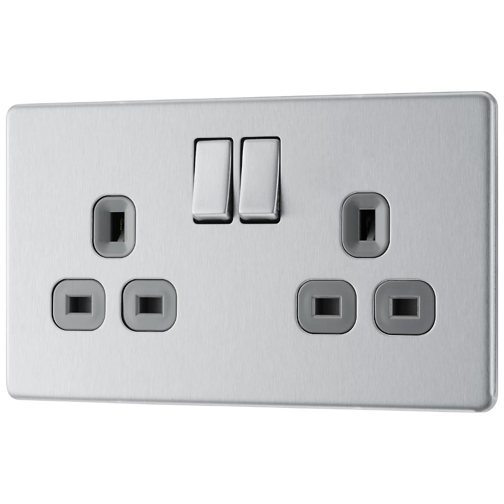 goodhome-brushed-steel-double-13a-socket-grey-inserts