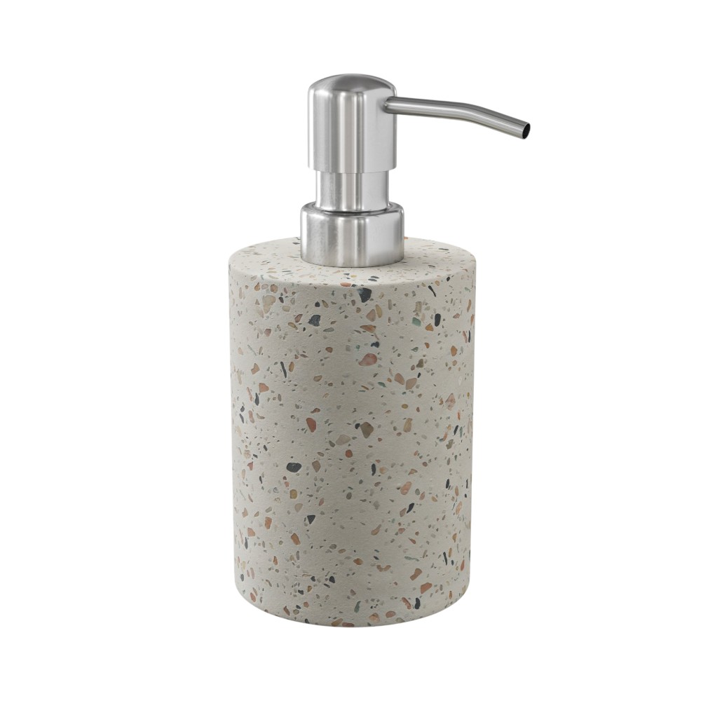 goodhome-elland-soap-dispenser-free-standing-concrete-polyresin-terrazzo-effect