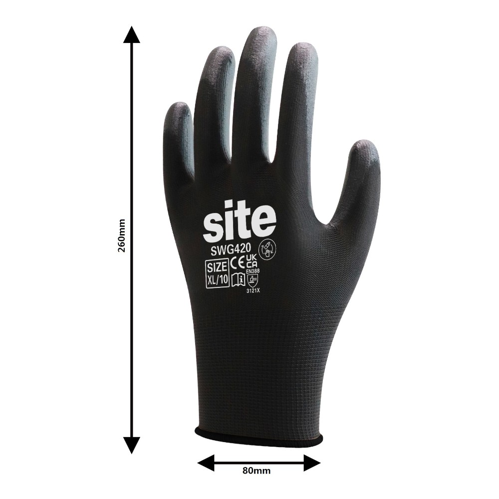 site-polyester-black-gloves-x-large