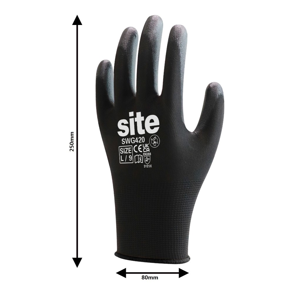 site-polyester-black-gloves-large