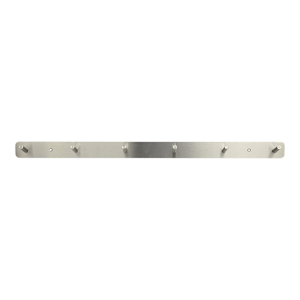 goodhome-minimalist-satin-grey-nickel-effect-stainless-steel-6-hook-rail