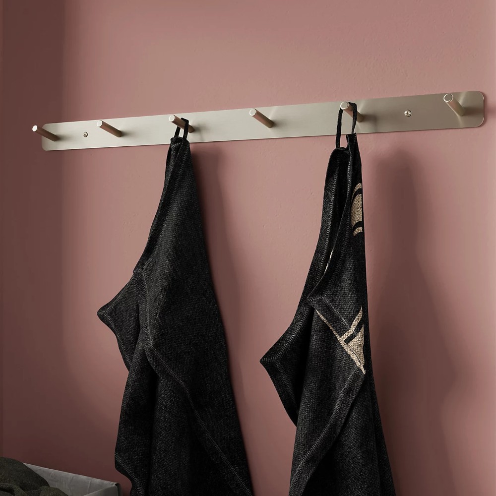 goodhome-minimalist-satin-grey-nickel-effect-stainless-steel-6-hook-rail