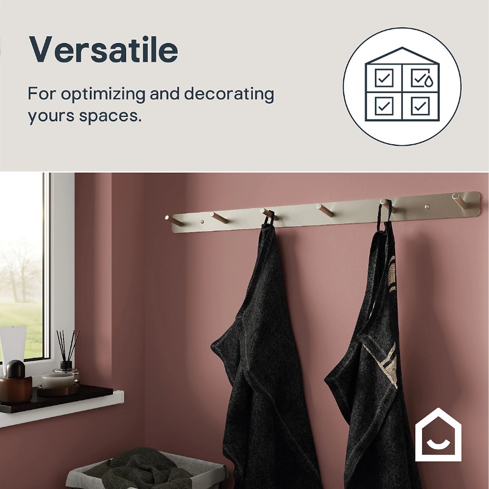 goodhome-minimalist-satin-grey-nickel-effect-stainless-steel-6-hook-rail