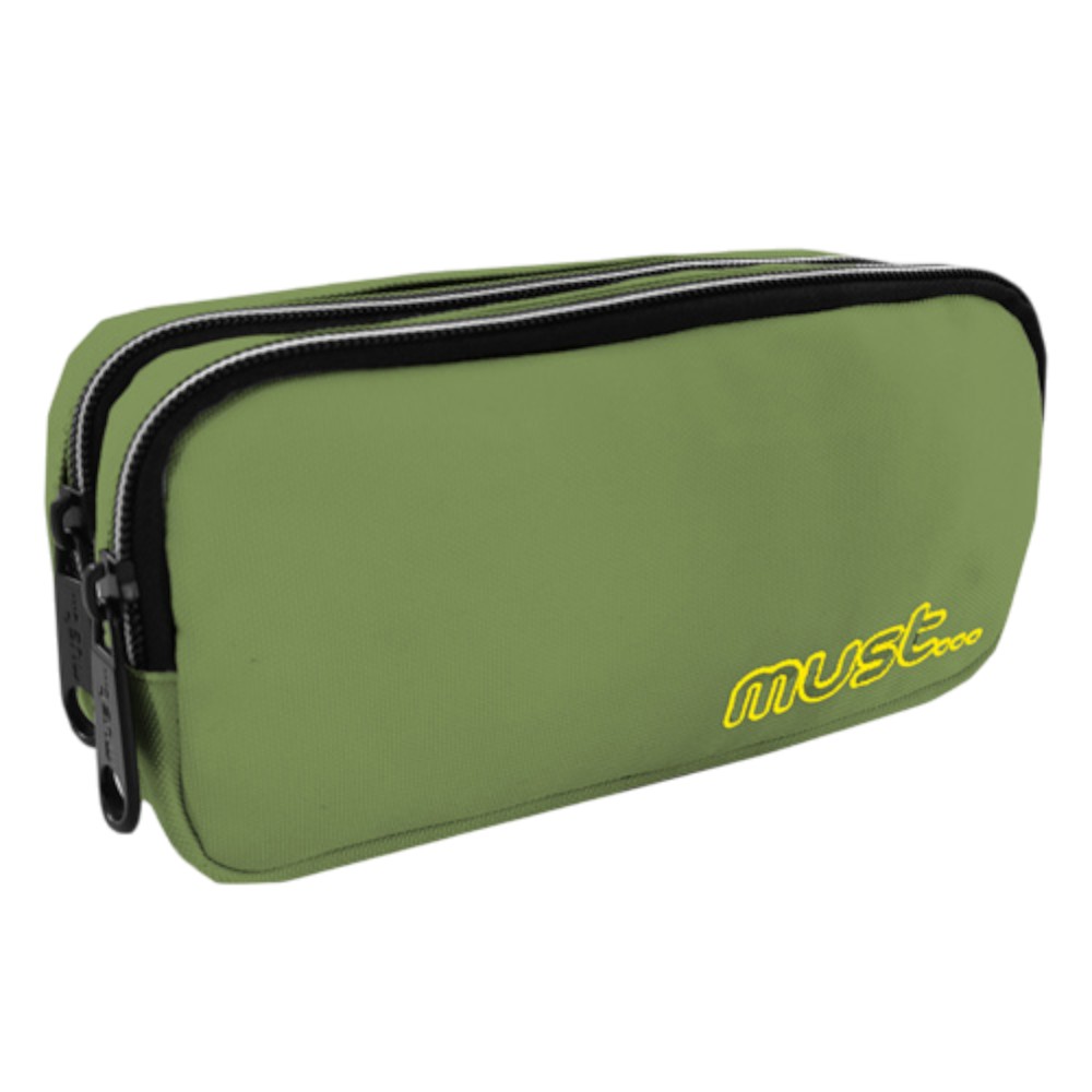 must-monochrome-pencil-case-2-zippers-green