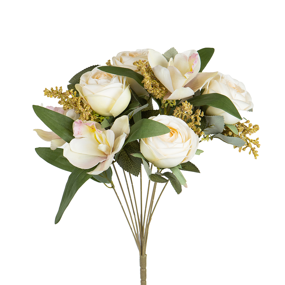 artificial-rose-orchid-bouquet-white-cream-43cm
