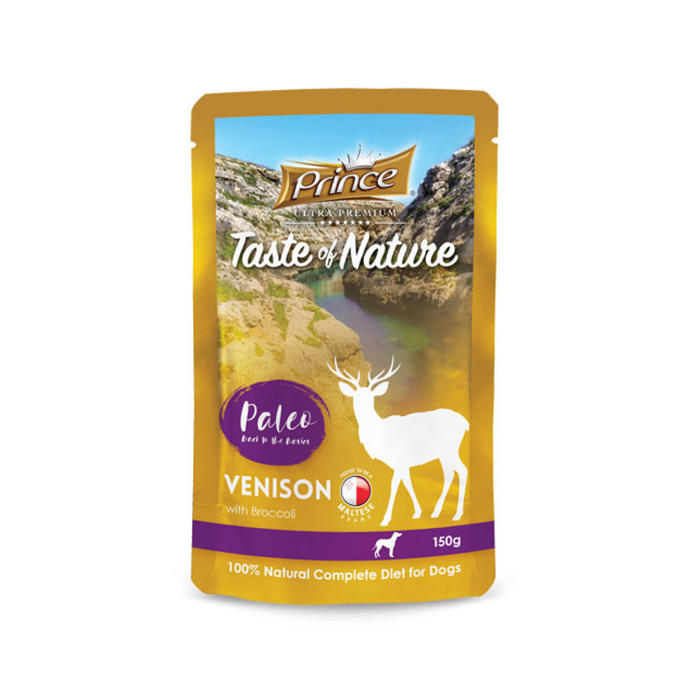 prince-taste-of-nature-paleo-pouch-wet-dog-food-venison-broccoli-150g