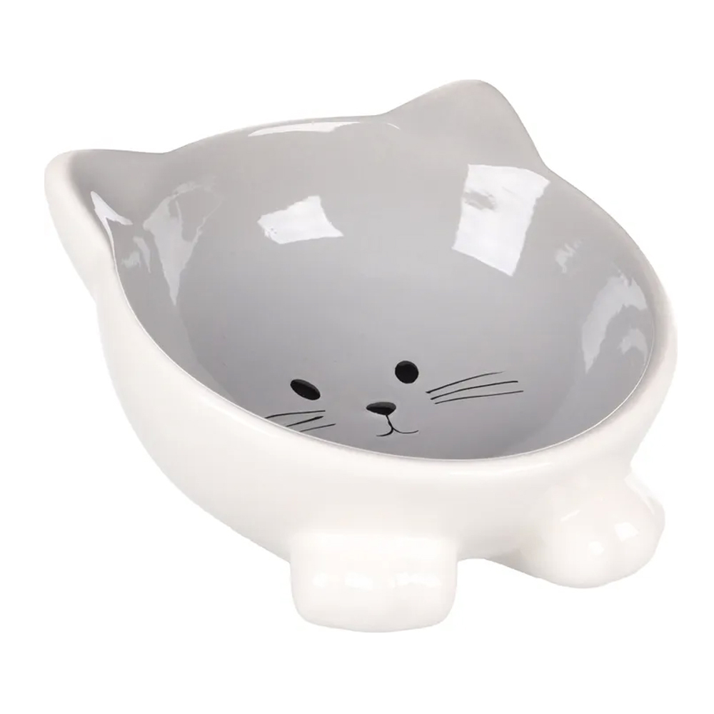karlie-flamingo-puzi-cat-face-feeding-bowl-white-grey-125ml