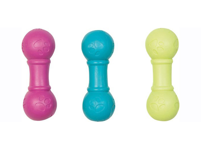 rubber-dumbbell-with-paw-squeaky-3-assorted-colours-10-cm