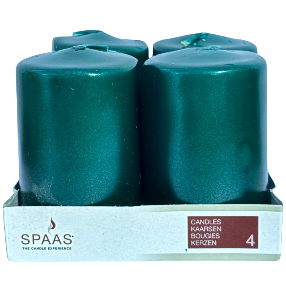 spaas-metallic-pillar-candles-green-5-x-8cm-pack-of-4