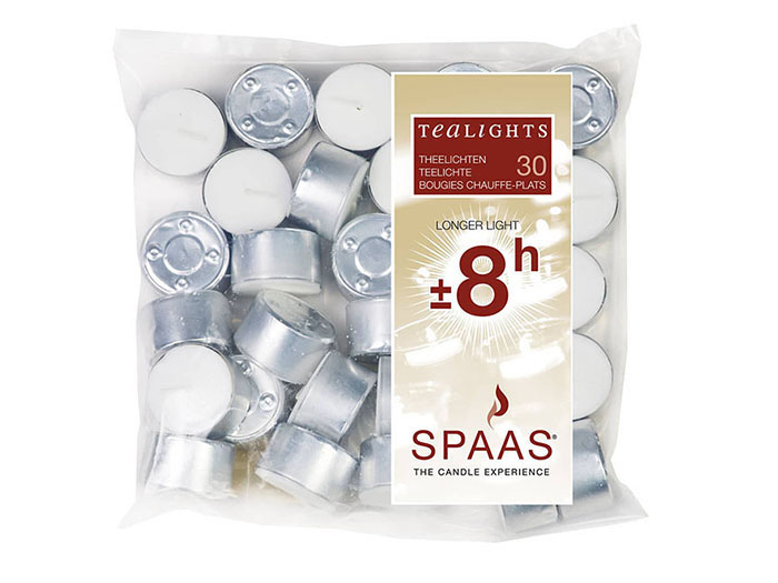 spaas-tealights-white-30-pieces-8-hours