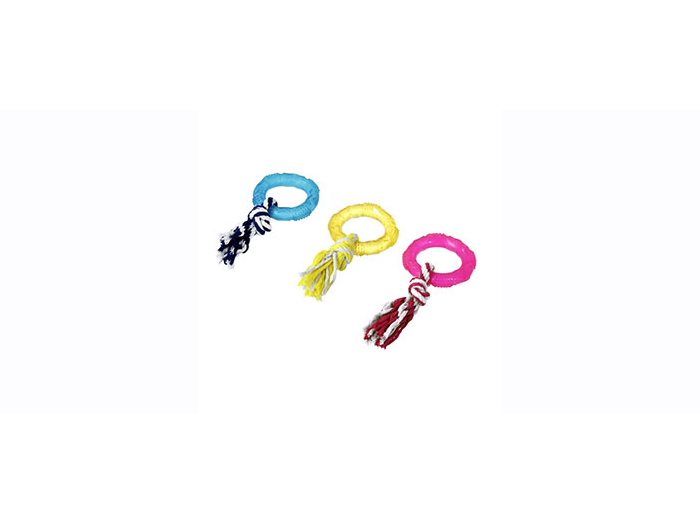 flamingo-serrated-drawstring-ring-dog-toy-8cm-3-assorted-colours