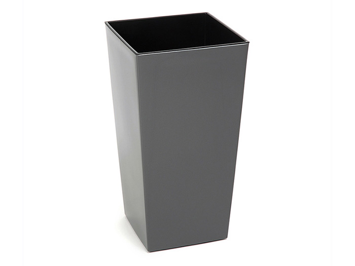 finezja-square-tall-flower-pot-with-insert-in-grey-gloss-30-cm