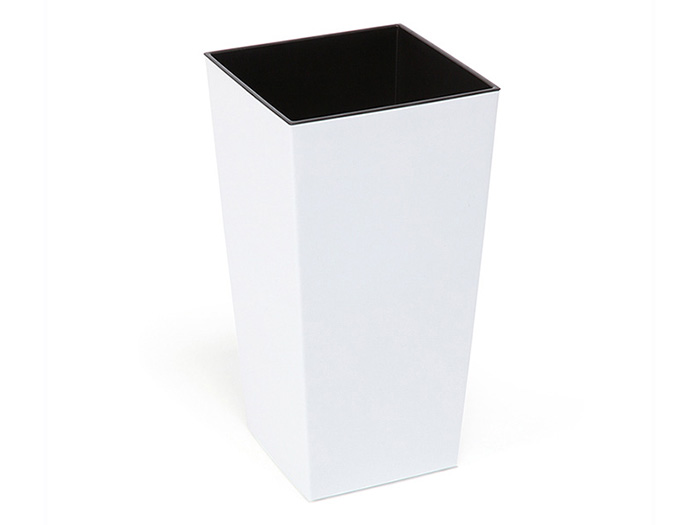 square-tall-flower-pot-with-insert-in-white-gloss-25-cm