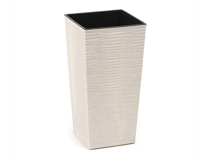 square-eco-tall-flower-pot-with-insert-in-ridged-25-cm-white