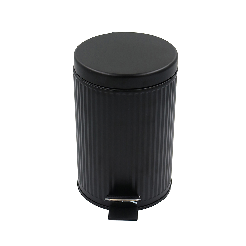 bisk-grooved-design-basic-2-pedal-cosmetic-waste-bin-black-3l