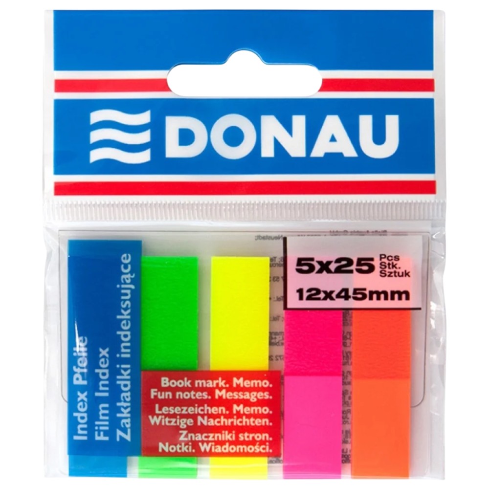 donau-index-tabs-neon-assorted-colours-12-×-45mm-125-pieces
