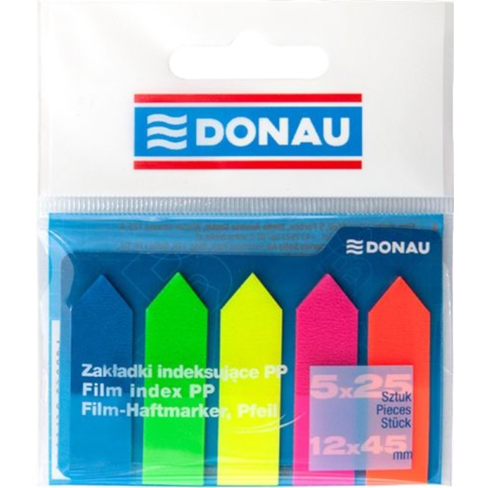 donau-arrow-index-tabs-assorted-neon-colours-12-×-45mm-125-pieces