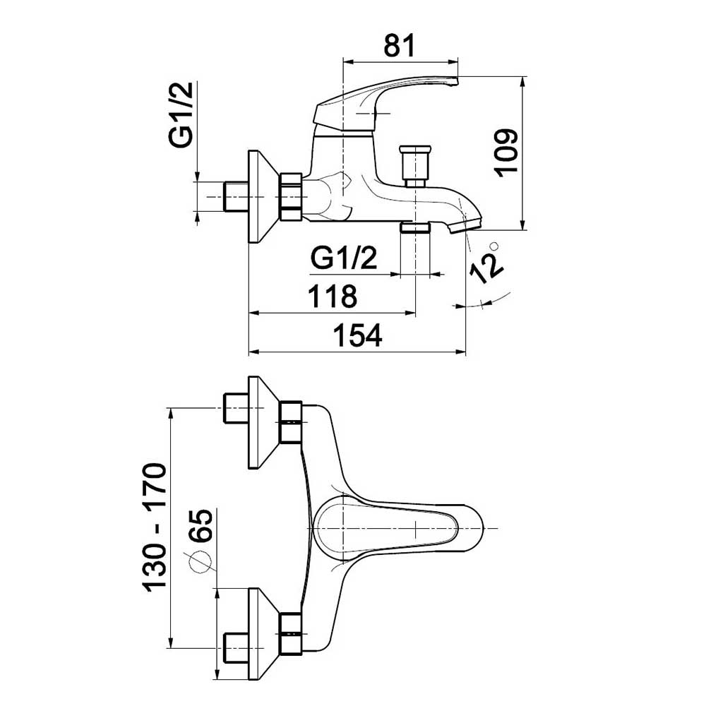 armatura-krzem-wall-mounted-bath-mixer-chrome