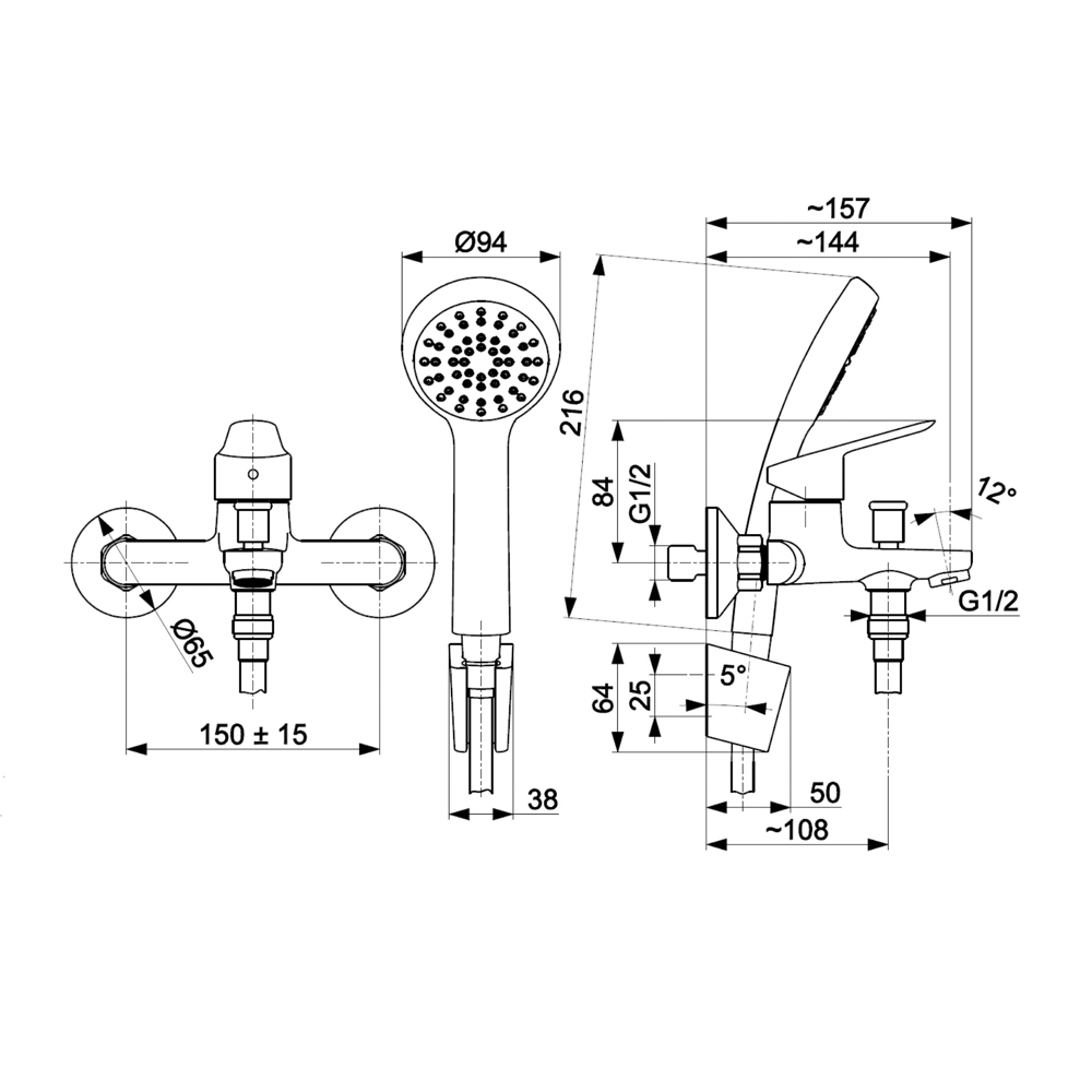 armatura-sparc-wall-mounted-bath-mixer-with-a-shower-set-chrome