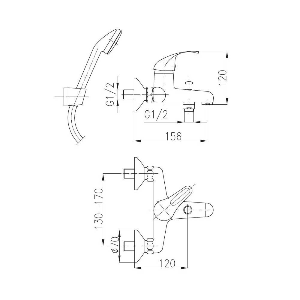 armatura-azuryt-wall-mounted-bath-mixer-set-chrome