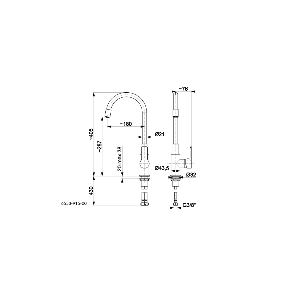 armatura-rumba-standing-kitchen-mixer-with-a-black-spout-chrome