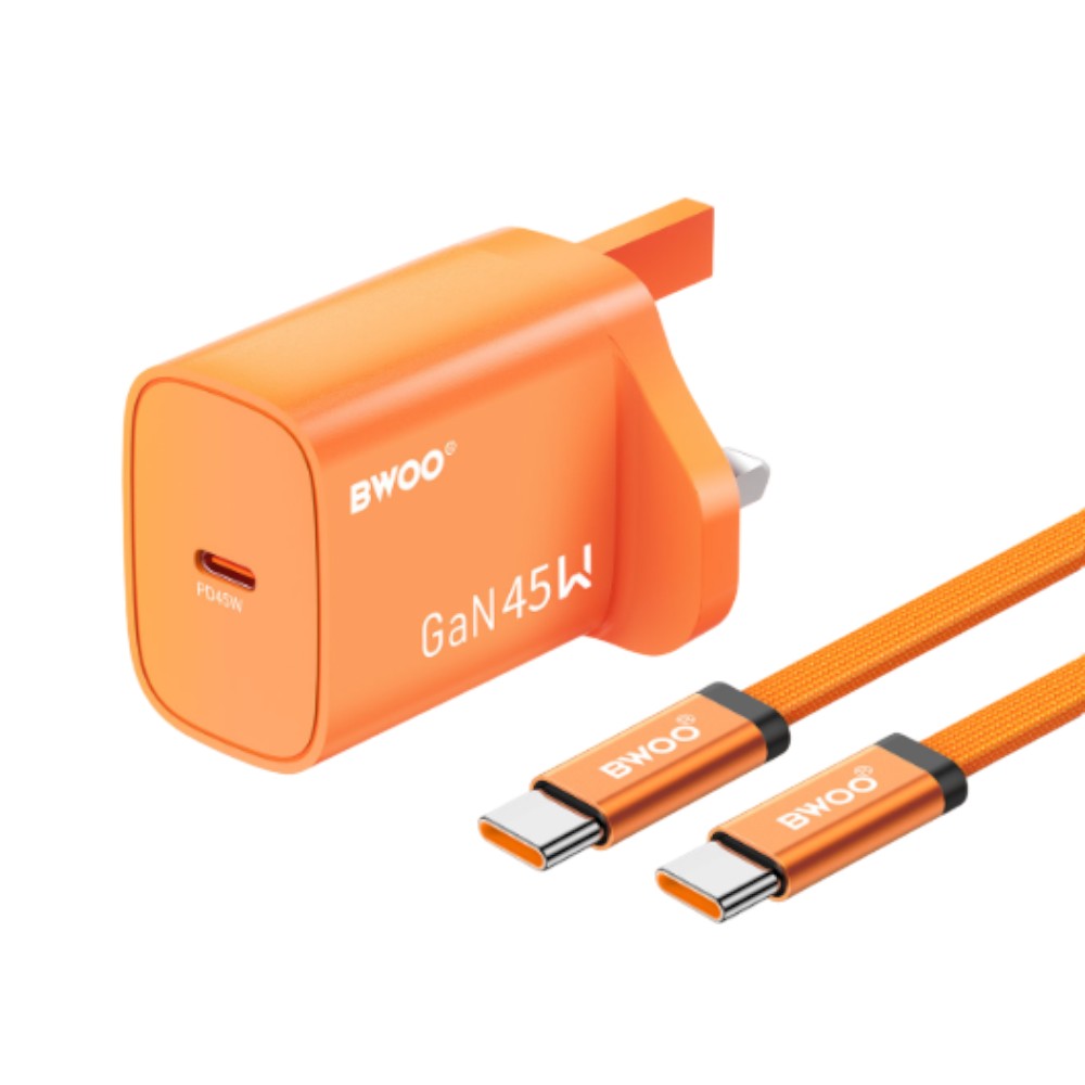 bwoo-charger-usb-c-cable-45w-gan-uk-plug-orange