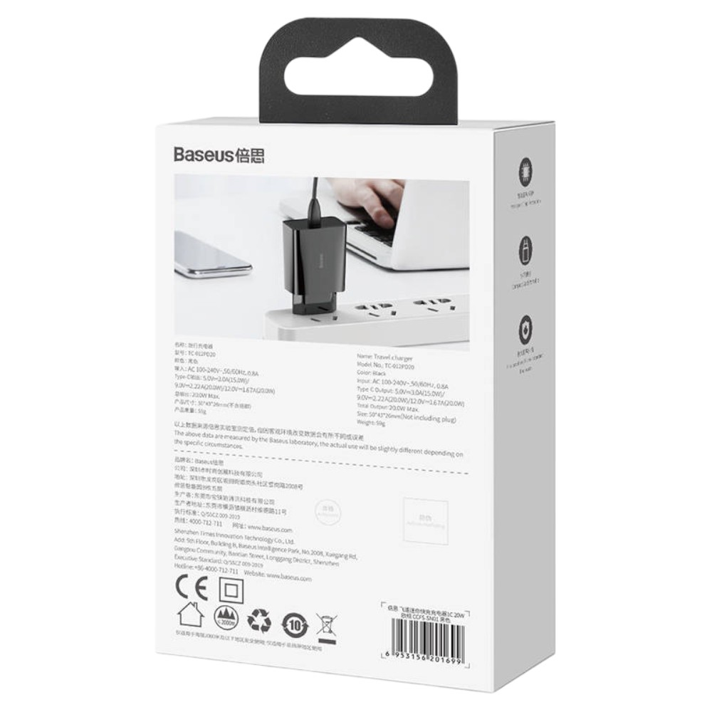 baseus-charger-speed-mini-quick-usb-c-pd-3a-20w-black