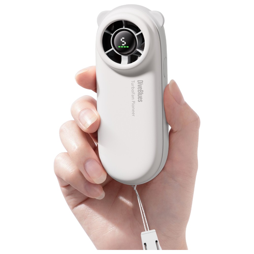 diveblues-turbobear-rechargeable-handheld-fan-white