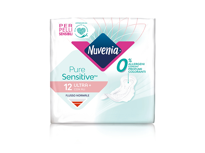 nuvenia-pure-sensitive-ultra-normal-flow-pads-with-wings-pack-of-12