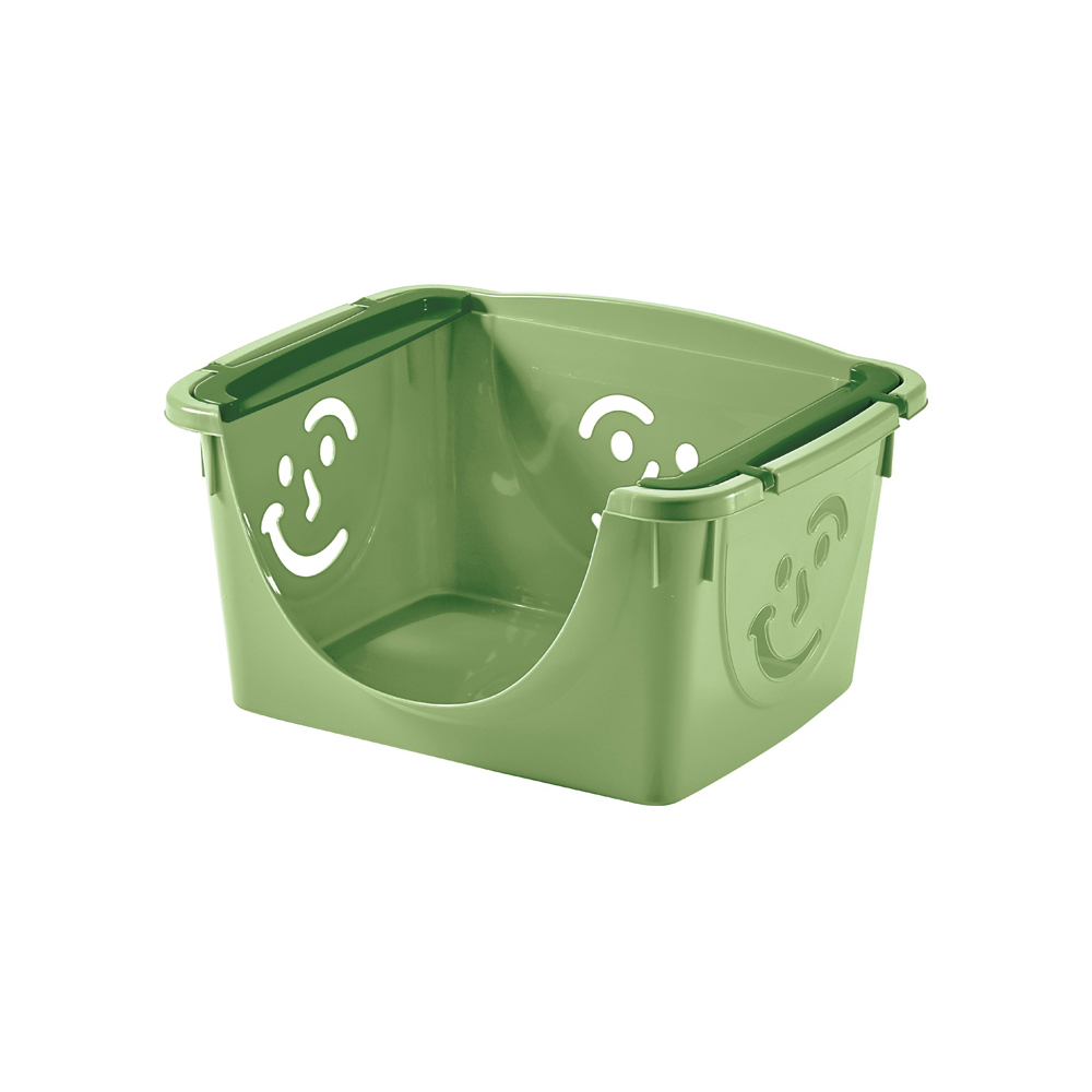 m-home-fancy-smile-stackable-storage-basket-green