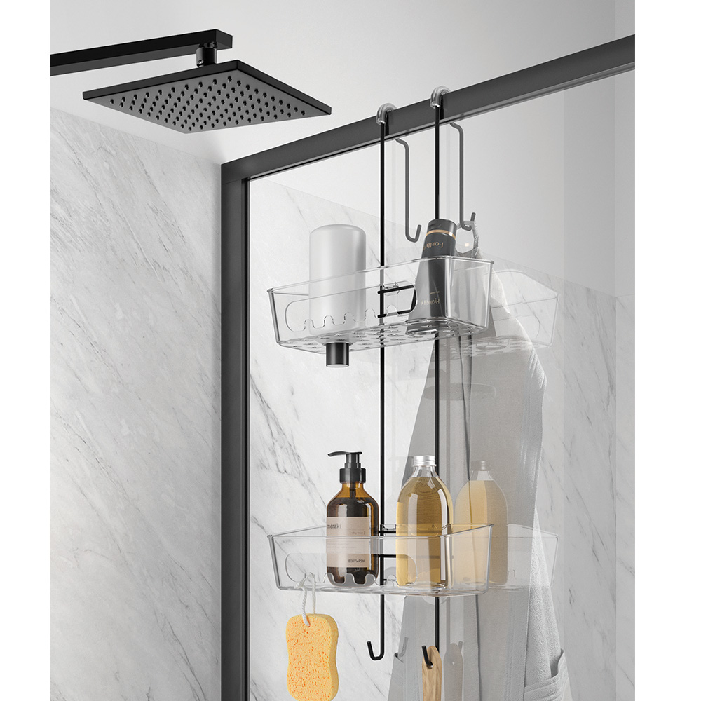 metaltex-origin-lava-2-tier-shower-caddy-black