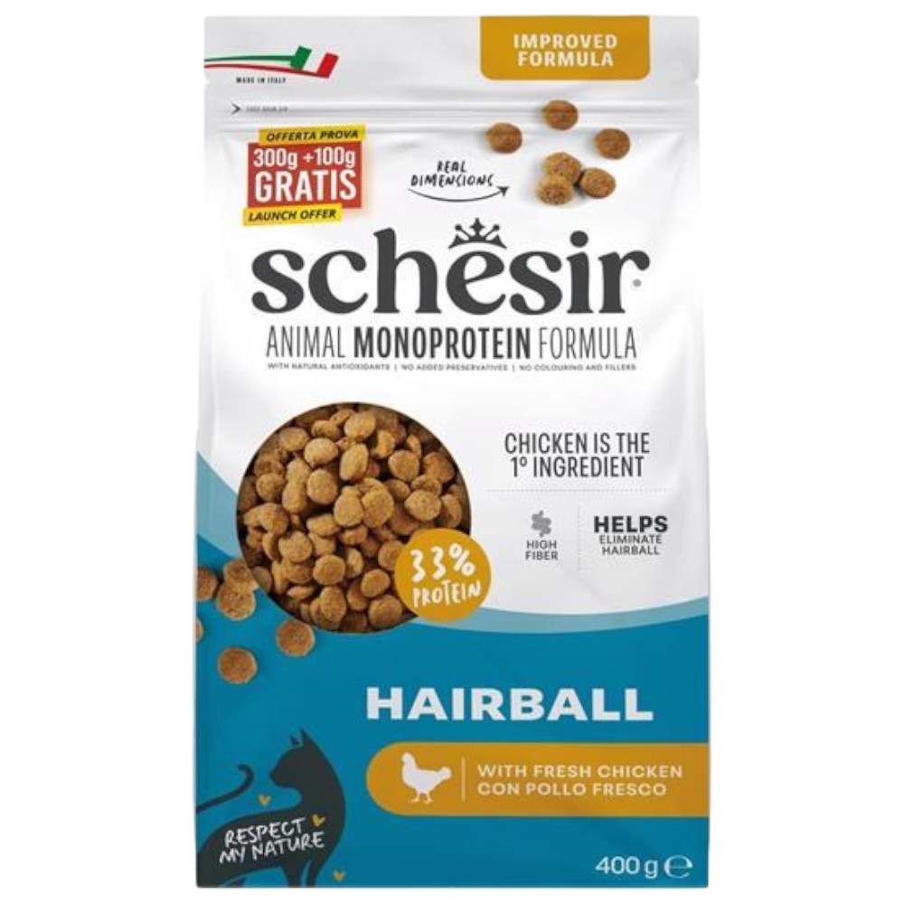 schesir-animal-monoprotein-hairball-chicken-dry-cat-food-400g