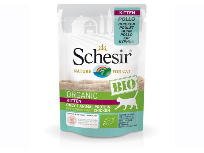 schesir-bio-organic-chicken-wet-cat-food-pouch-for-kittens-85gr