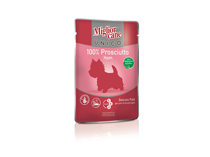 miglior-cane-unico-delicate-pate-ham-wet-dog-food-pouch-100g