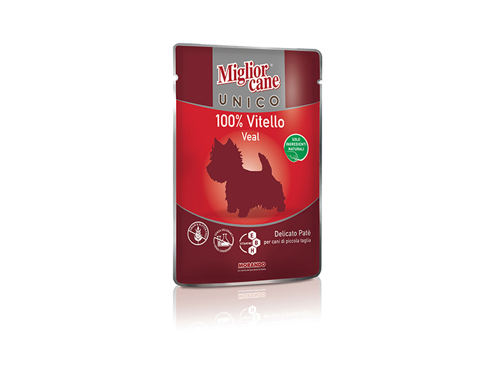 miglior-cane-unico-adult-mini-delicate-pate-veal-wet-dog-food-pouch-100g