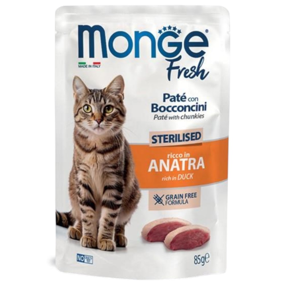 monge-fresh-sterilised-grain-free-duck-pâté-with-chunks-wet-cat-food-85g