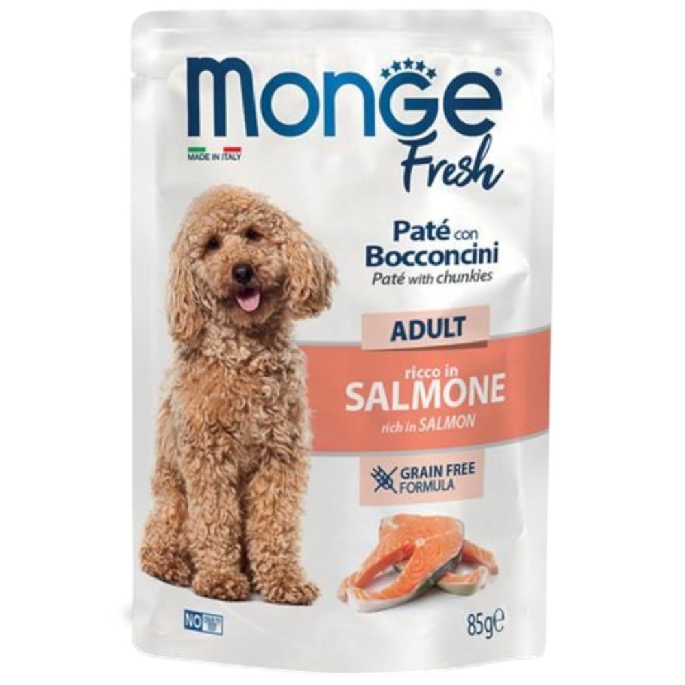 monge-fresh-adult-grain-free-salmon-pâté-with-chunks-wet-dog-food-85g
