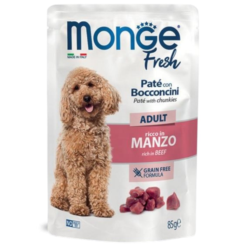 monge-fresh-adult-grain-free-beef-pâté-with-chunks-wet-dog-food-85g