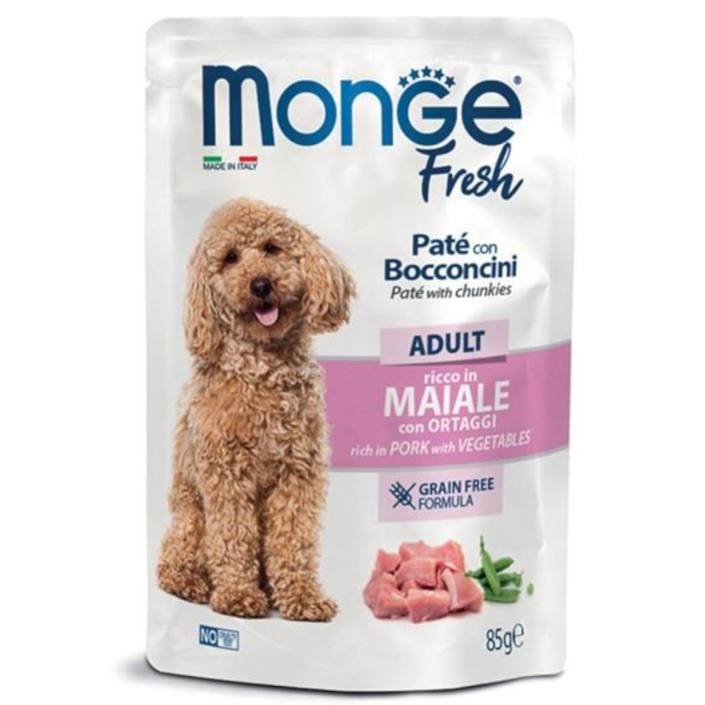 monge-fresh-adult-grain-free-pork-vegetable-pâté-with-chunks-wet-dog-food-85g