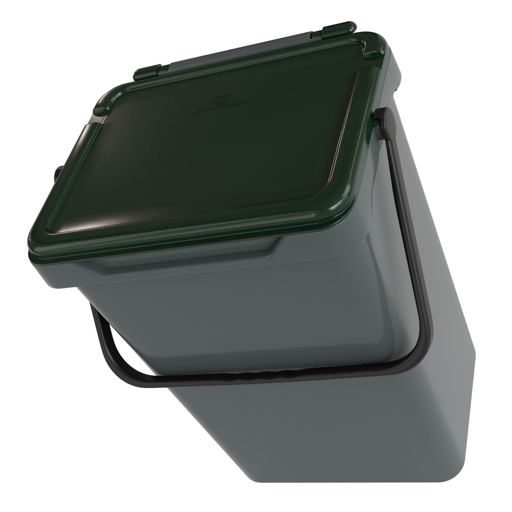 artplast-recycling-bin-with-handle-green-lid-39-l-grey