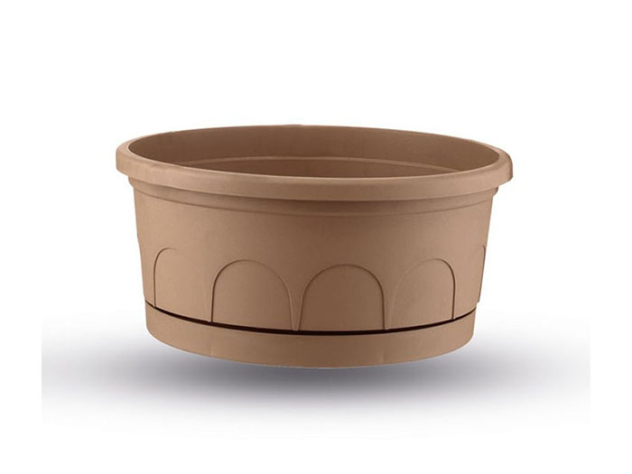 artplast-leader-plastic-round-low-flower-pot-taupe-25cm