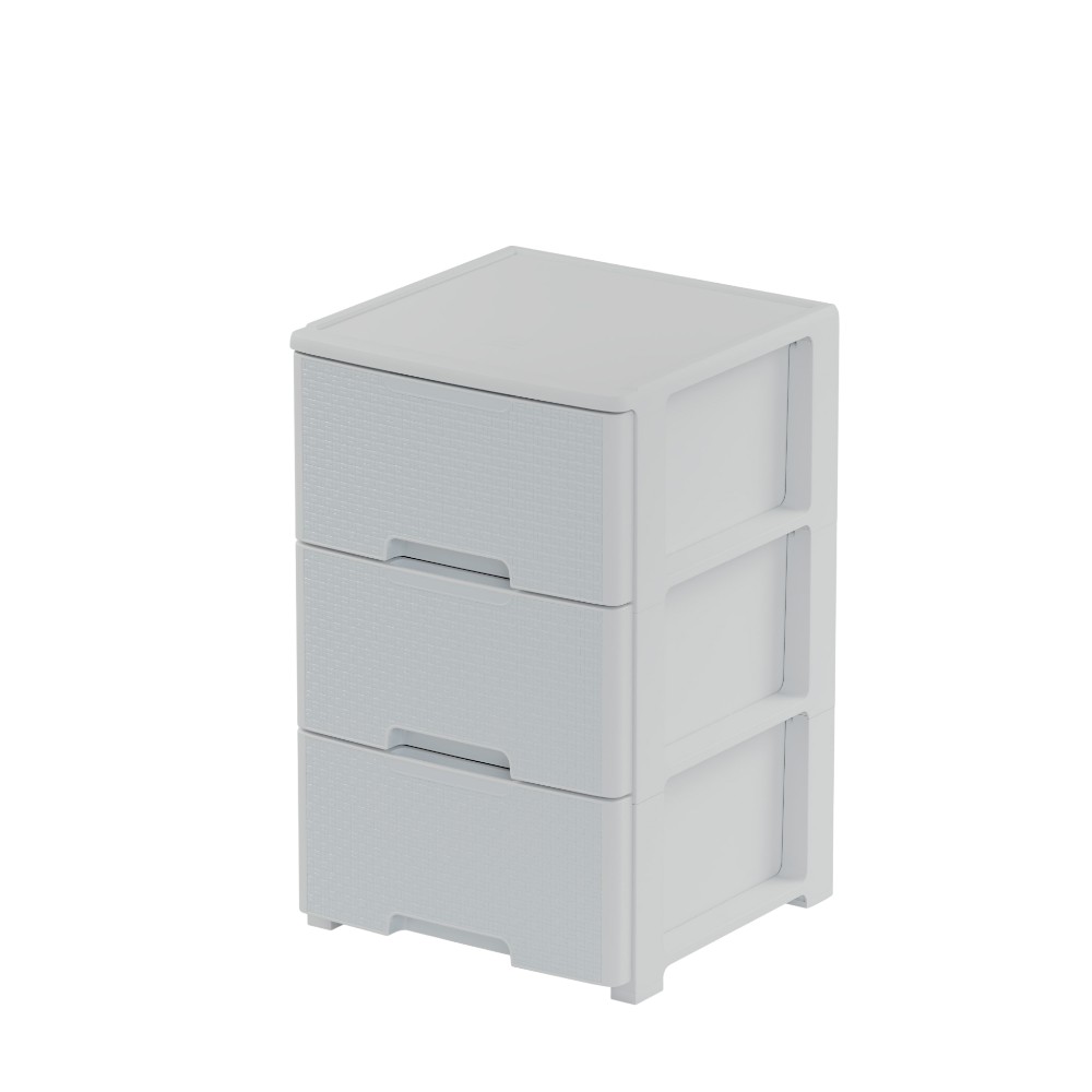 artplast-chest-of-drawers-3-drawers-woven-effect-wheels-polypropylene-white