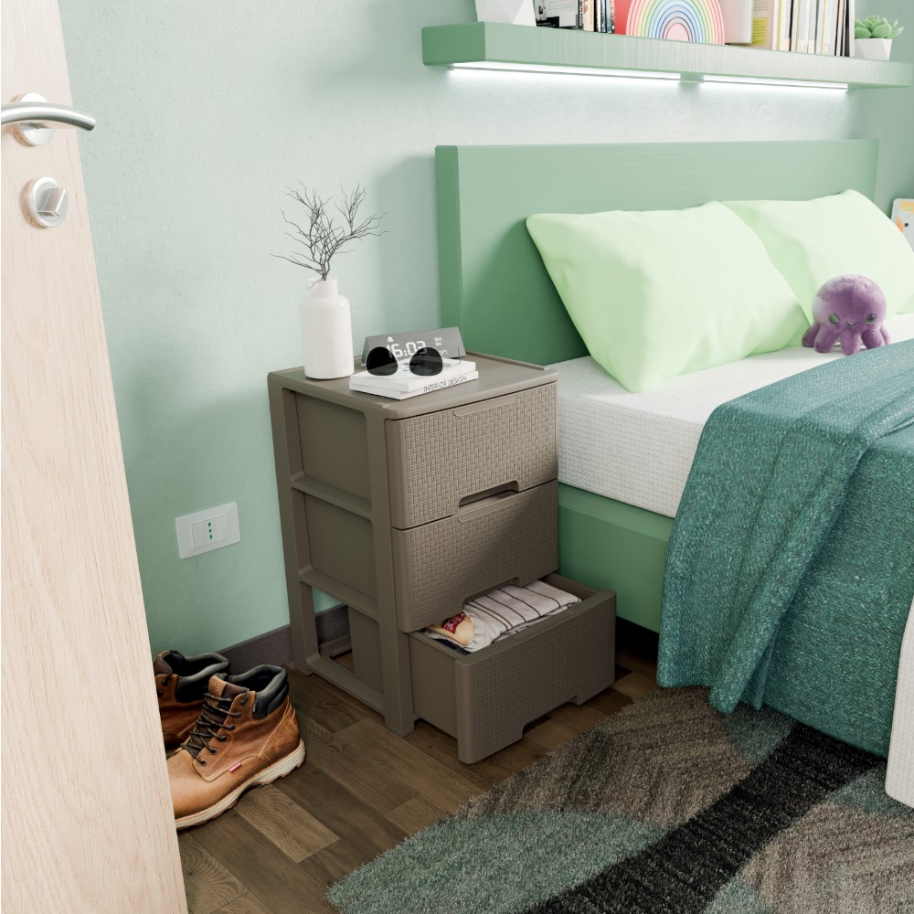 artplast-chest-of-drawers-3-drawers-woven-effect-wheels-taupe