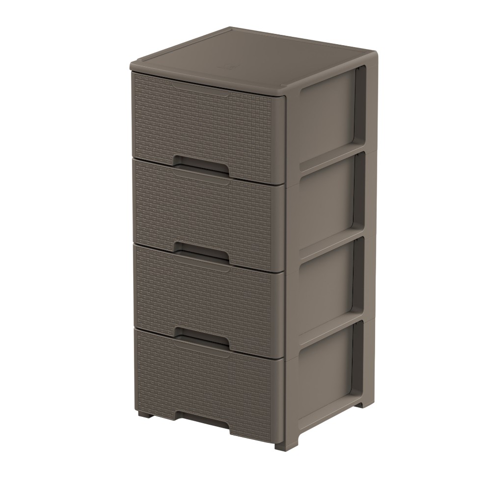 artplast-chest-of-drawers-4-drawers-woven-effect-wheels-polypropylene-taupe