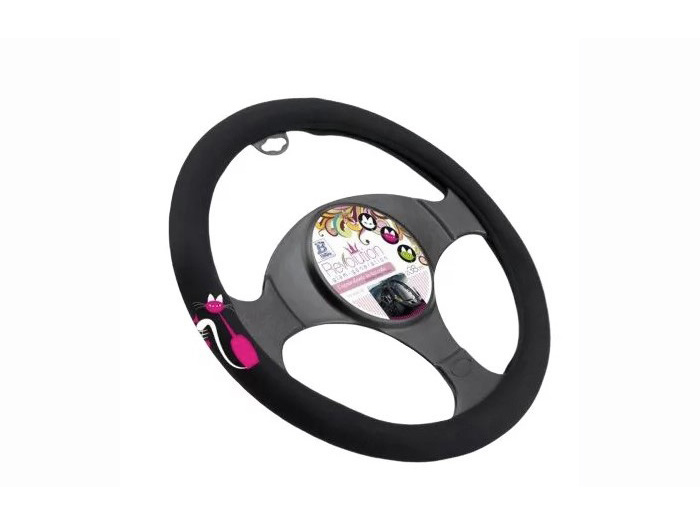 bottari-my-sweet-cat-steering-wheel-cover-black-pink-37-39cm