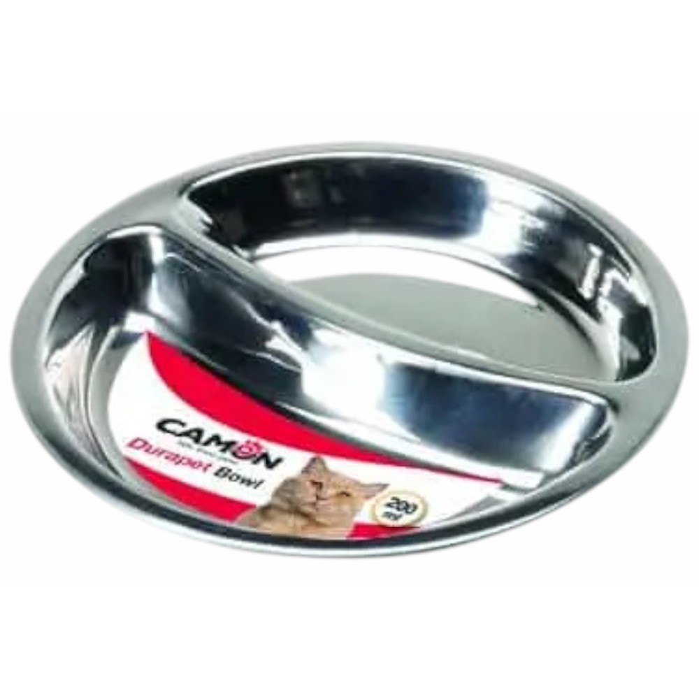 camon-c0437-durapet-dual-stainless-steel-cat-bowl-21cm-400ml