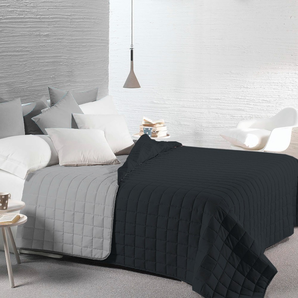 bedspread-bea-bicolour-quilt-polyester-black-single-170-cm-x-260-cm