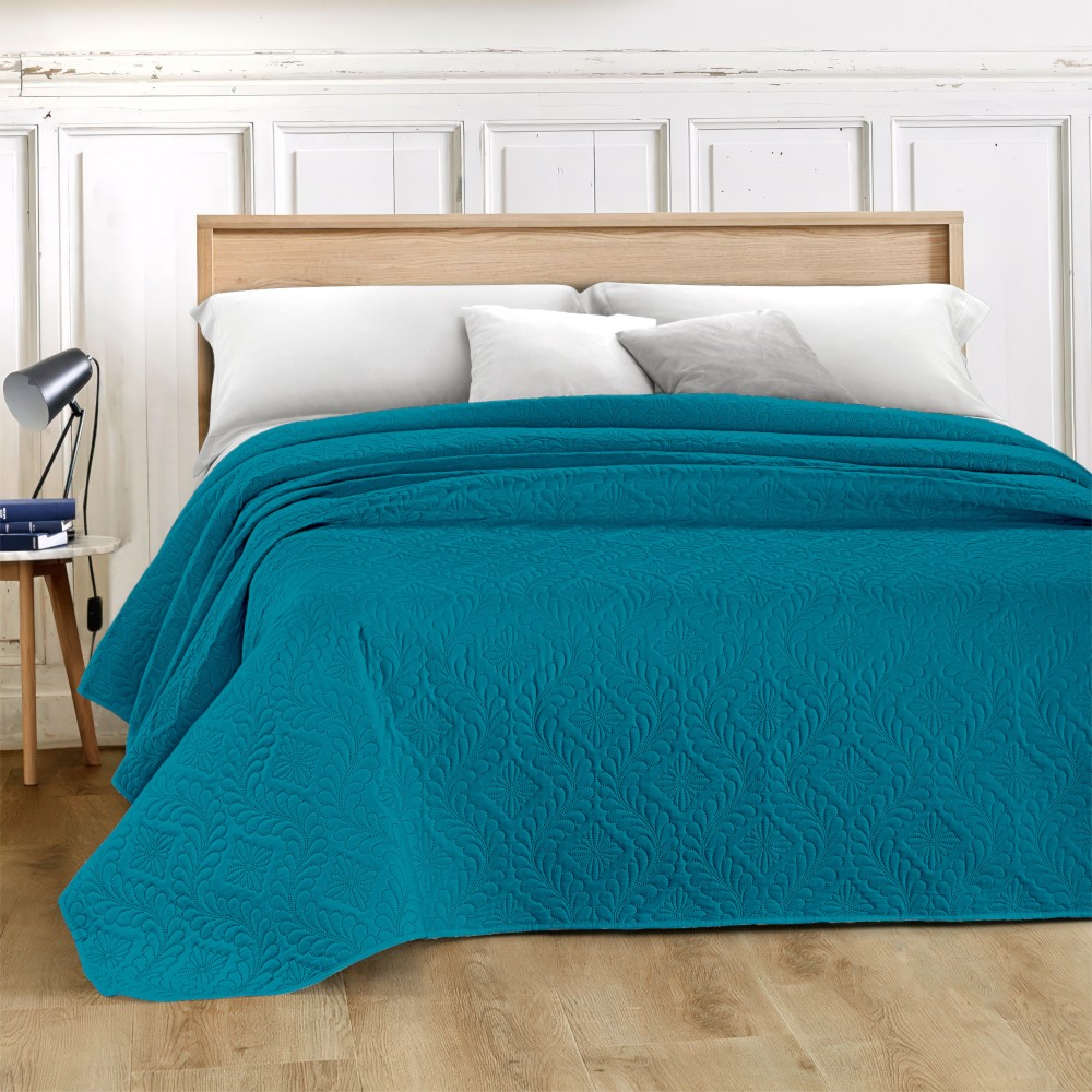 zambetti-nottingham-double-bed-microfibre-quilted-bedspread-petrol-blue
