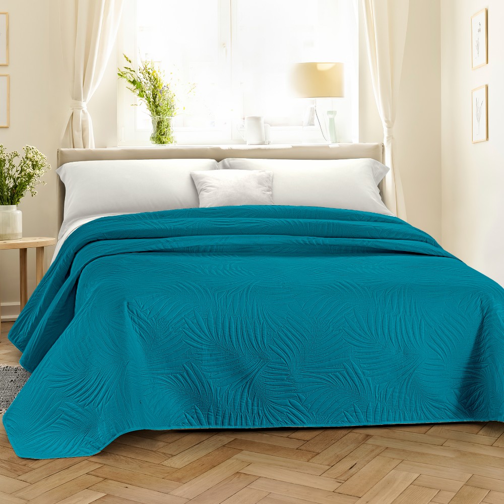bedspread-manaus-quilt-polyester-dark-blue-green-double-210-cm-x-250-cm