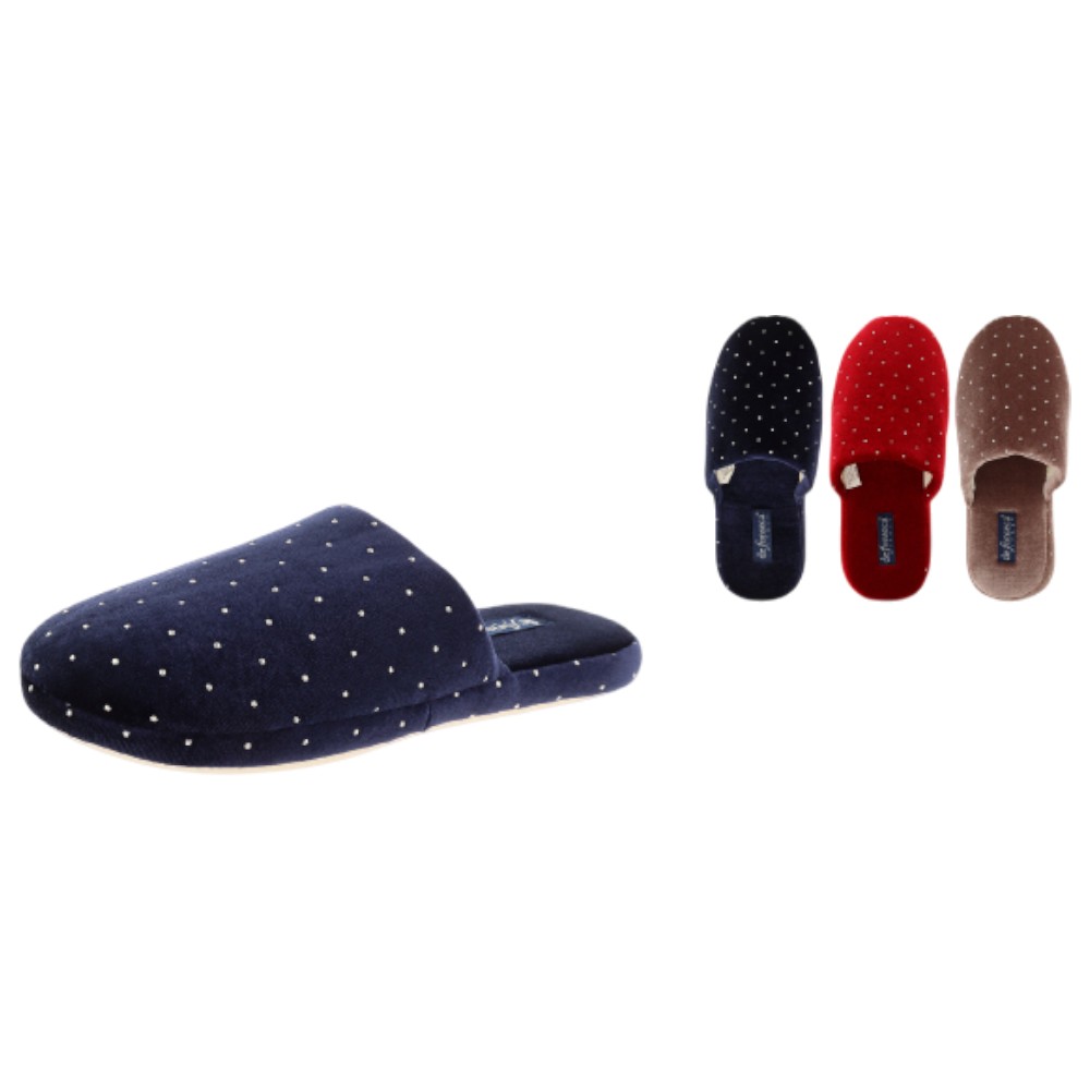 home-slippers-open-back-for-women-3-assorted-colours-white-dots-size-36-41